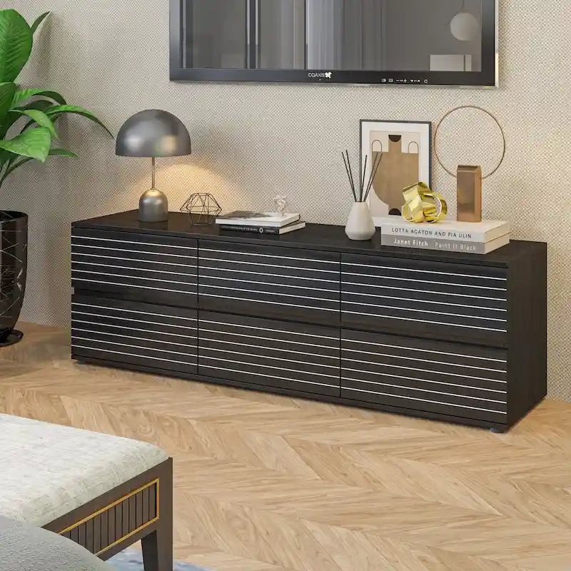 Commode multi-usages à 6 tiroirs et meuble TV