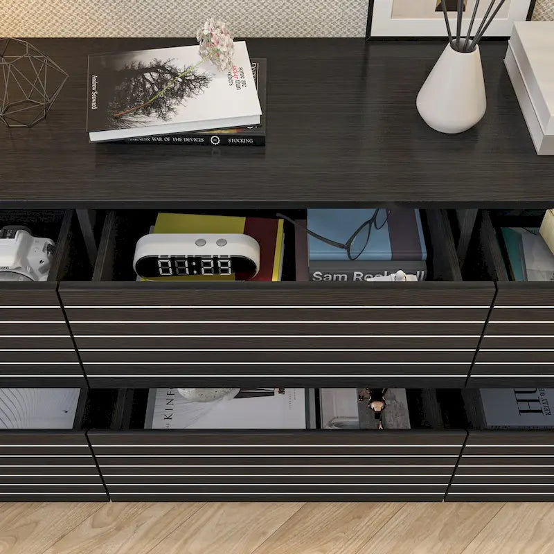 Commode multi-usages à 6 tiroirs et meuble TV