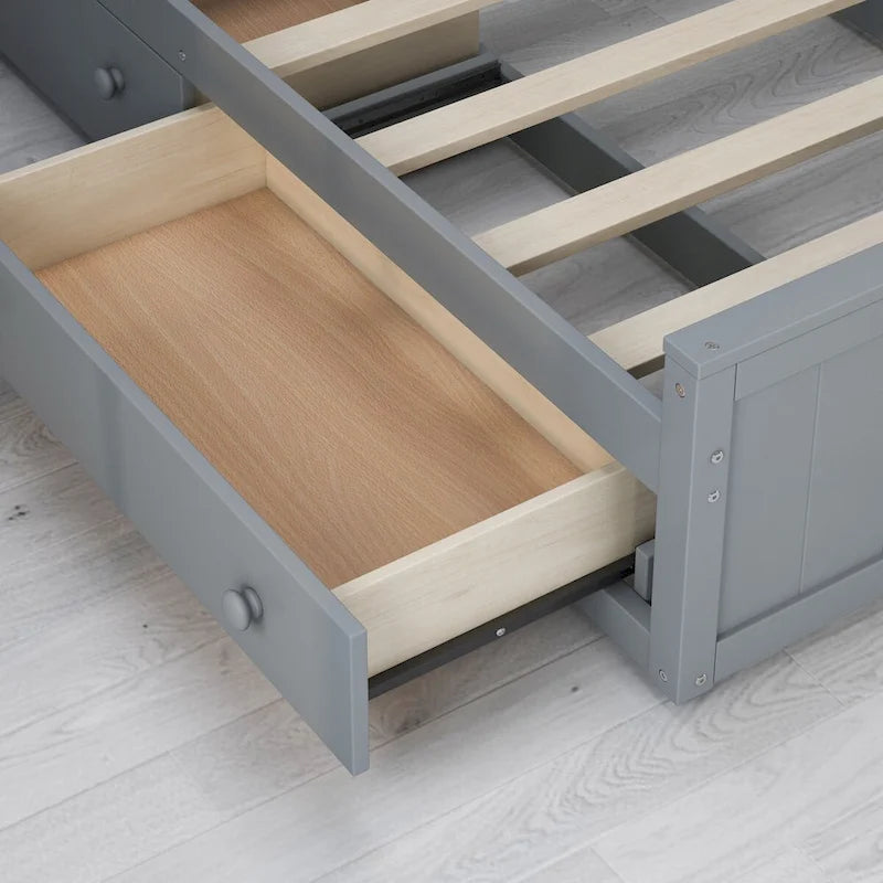Lit en bois double avec armoire et étagère tout-en-un
