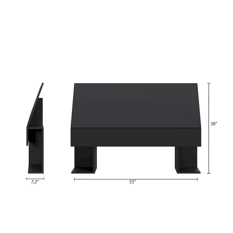 Storage Headboard with Two Lateral Shelves for Books and Magazines
