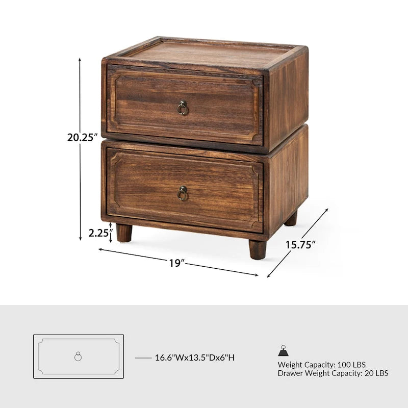 Transitional 2-Drawer Nightstand with Multiple Configurations
