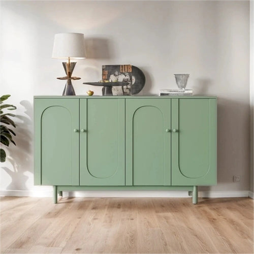 Meuble de rangement 4 portes en bois avec pieds et étagère réglable