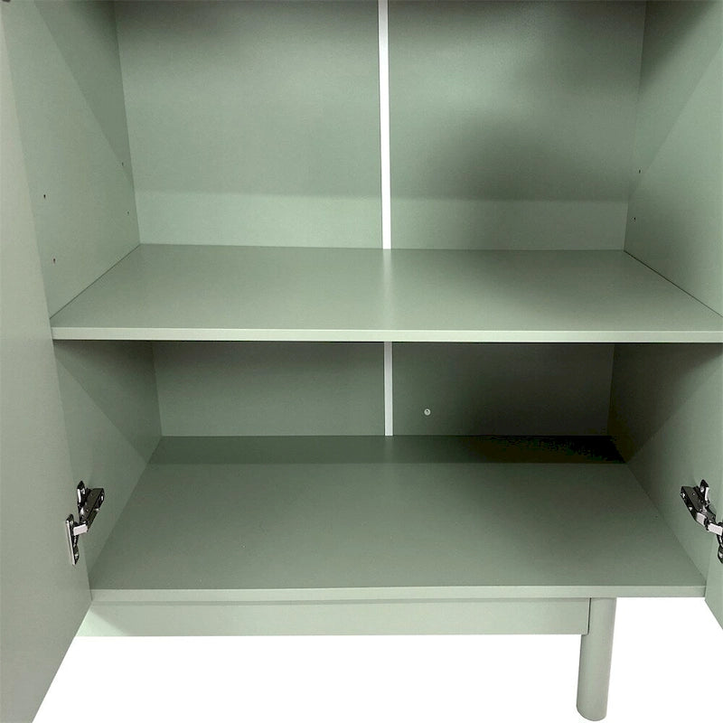 Meuble de rangement 4 portes en bois avec pieds et étagère réglable