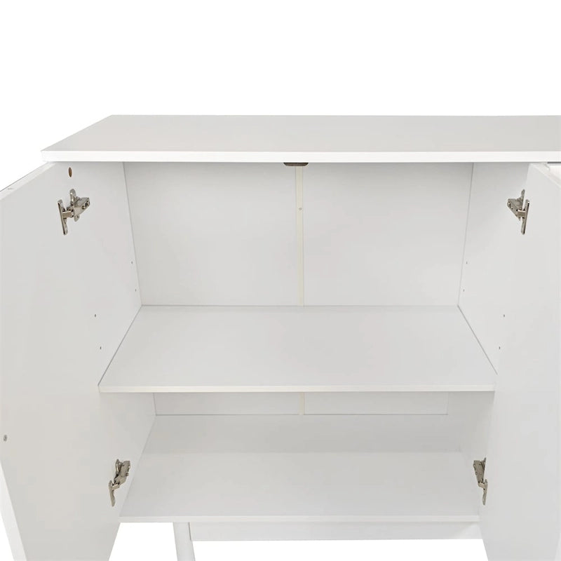 Meuble de rangement 4 portes en bois avec pieds et étagère réglable