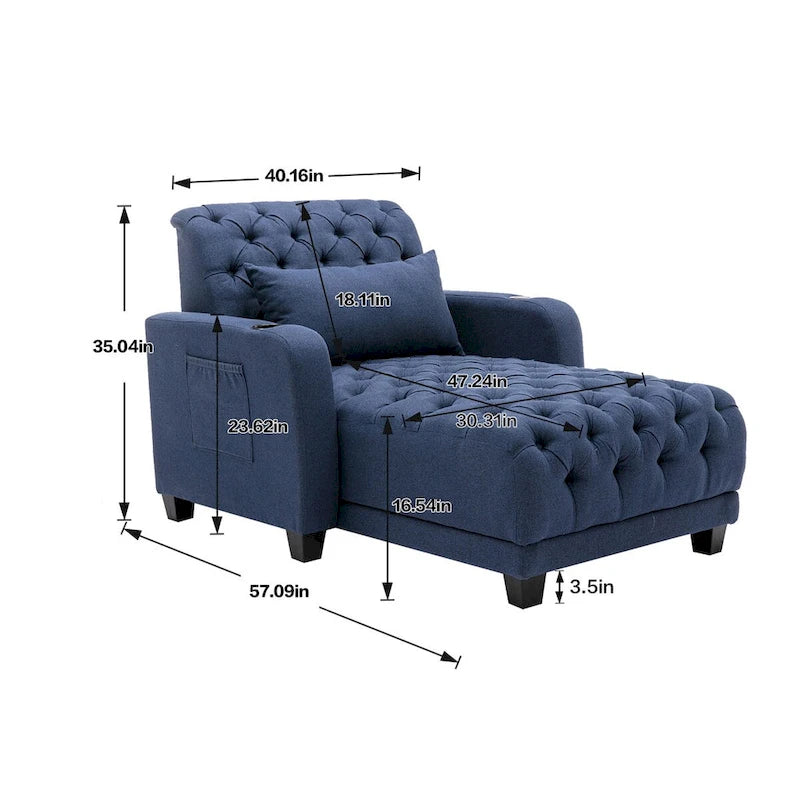Chaise longue inclinable capitonnée