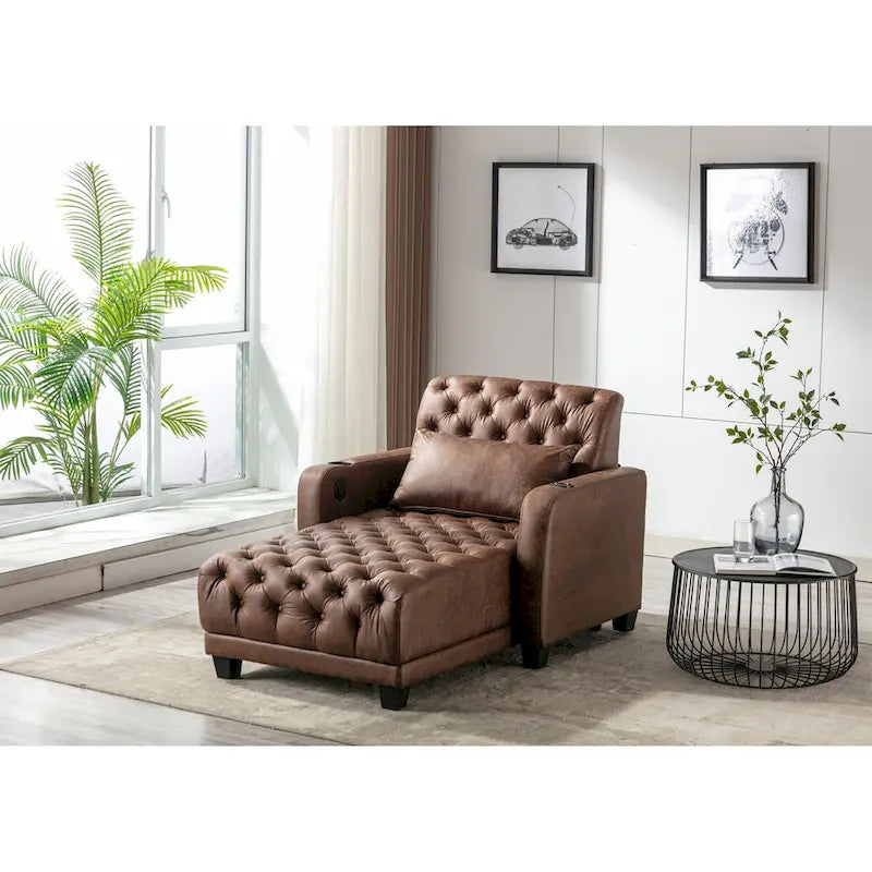 Chaise longue inclinable capitonnée