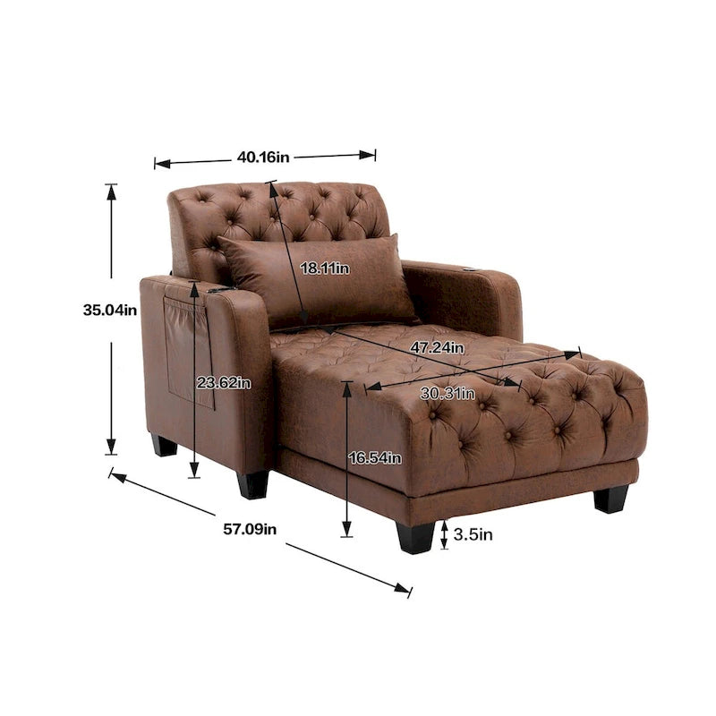 Chaise longue inclinable capitonnée