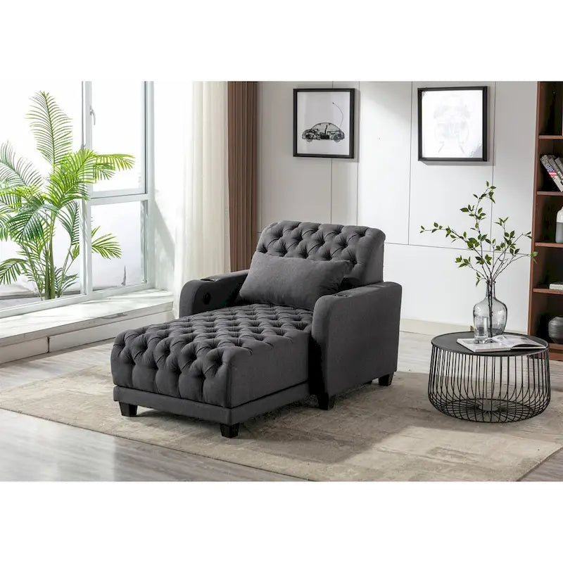 Chaise longue inclinable capitonnée