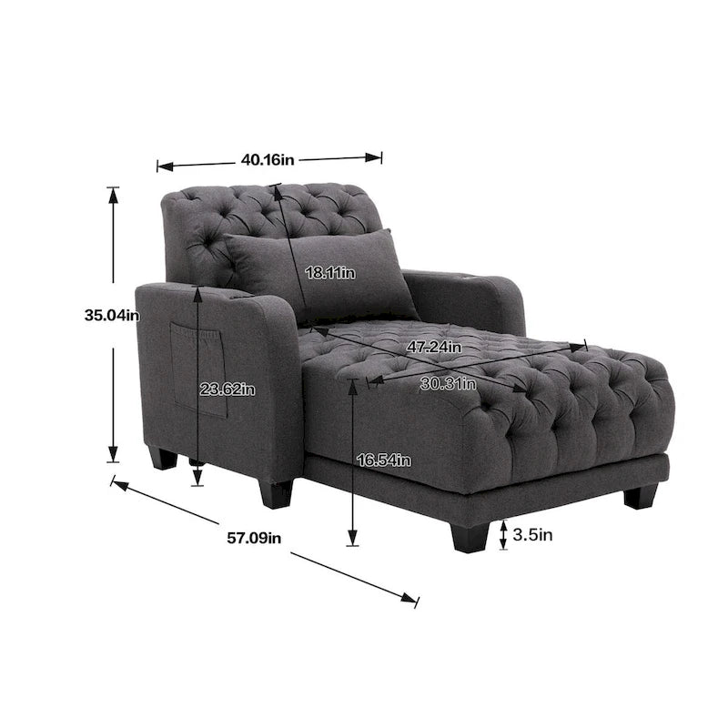 Chaise longue inclinable capitonnée