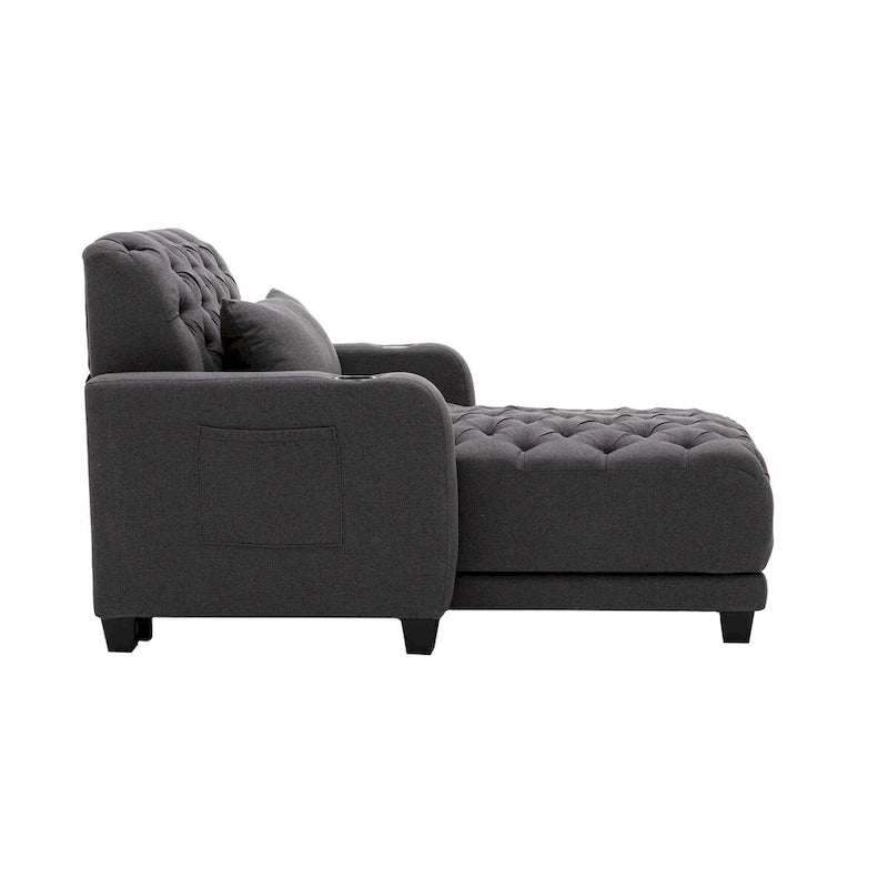 Chaise longue inclinable capitonnée