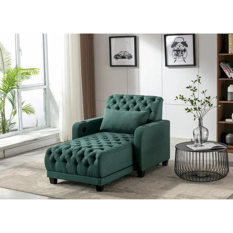 Chaise longue inclinable capitonnée