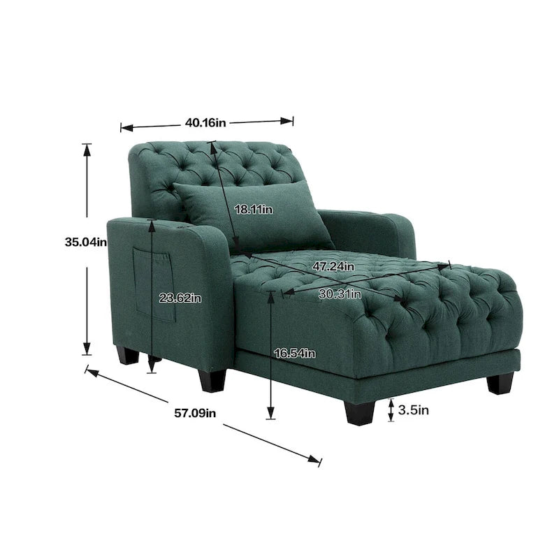 Chaise longue inclinable capitonnée