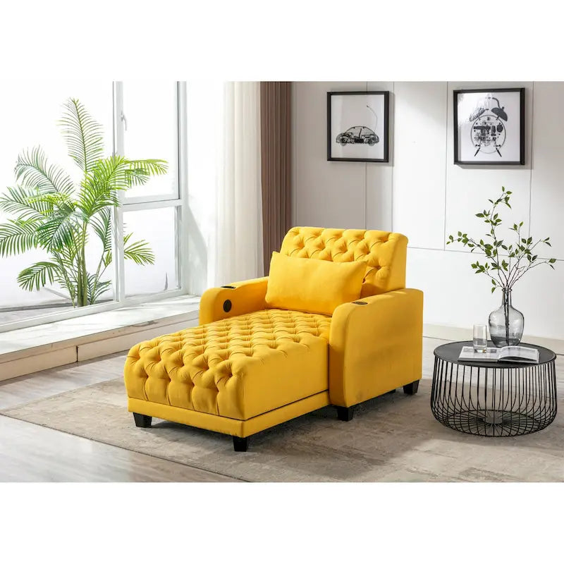 Chaise longue inclinable capitonnée