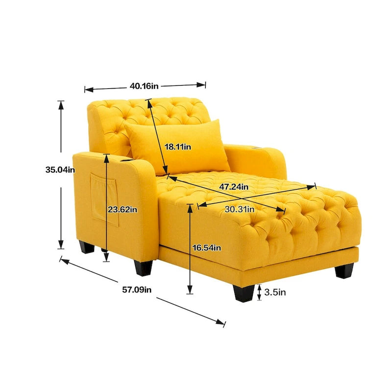 Chaise longue inclinable capitonnée