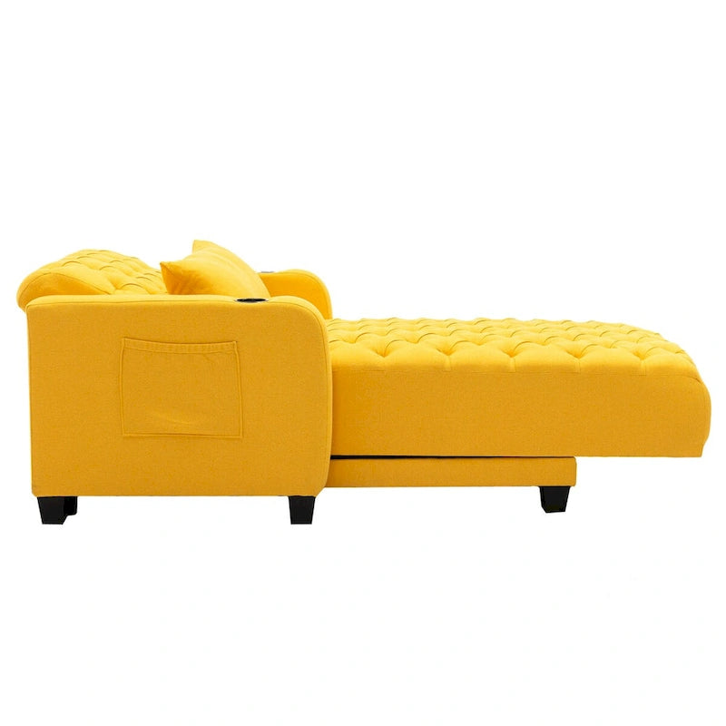 Chaise longue inclinable capitonnée