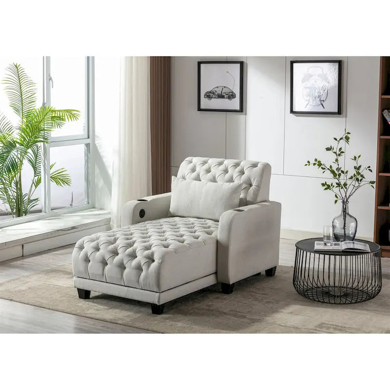 Chaise longue inclinable capitonnée