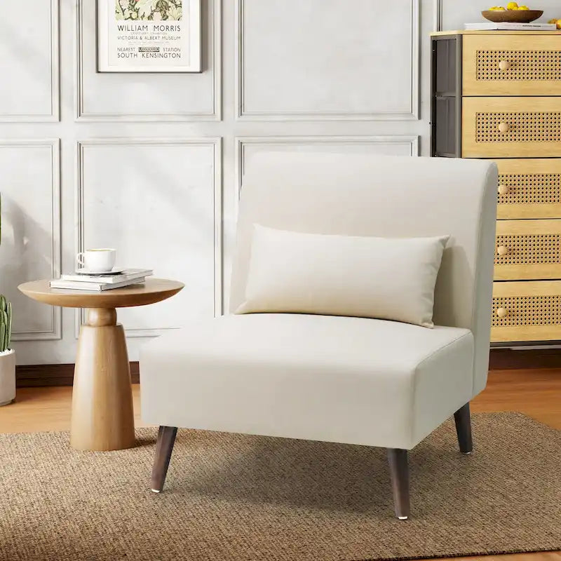 Fauteuil d'appoint rembourré en similicuir PU avec cadre en bois et oreiller – 73 W x 78 P x 80 H cm