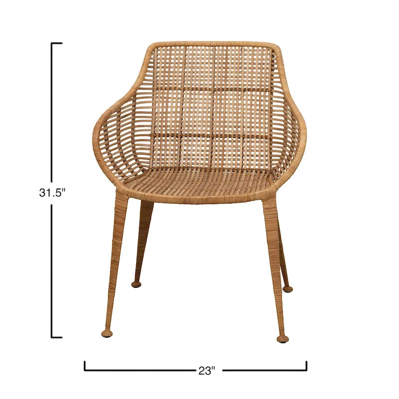 Fauteuil en rotin et métal