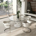Modrest Lilly Modern 12mm Round Glass & White Dining Table