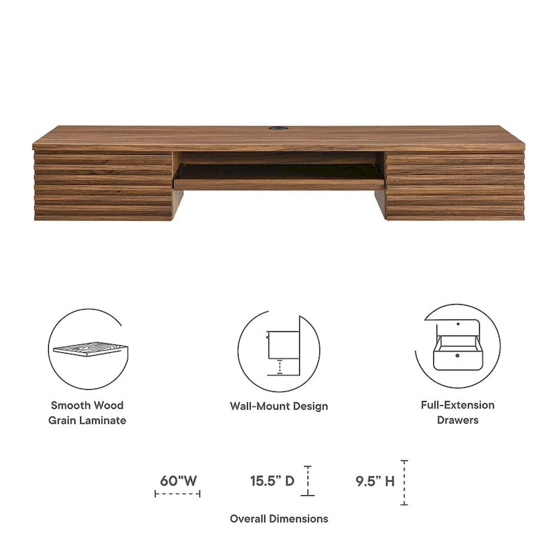 Bureau mural en bois
