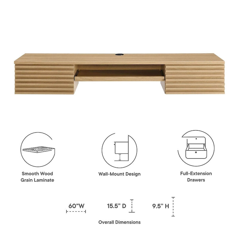 Bureau mural en bois