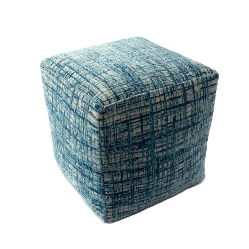 18 Blue Polyester Blend Ottoman