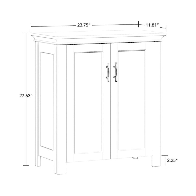 Two-Door Bathroom and Laundry Storage Cabinet with Adjustable Shelf - White