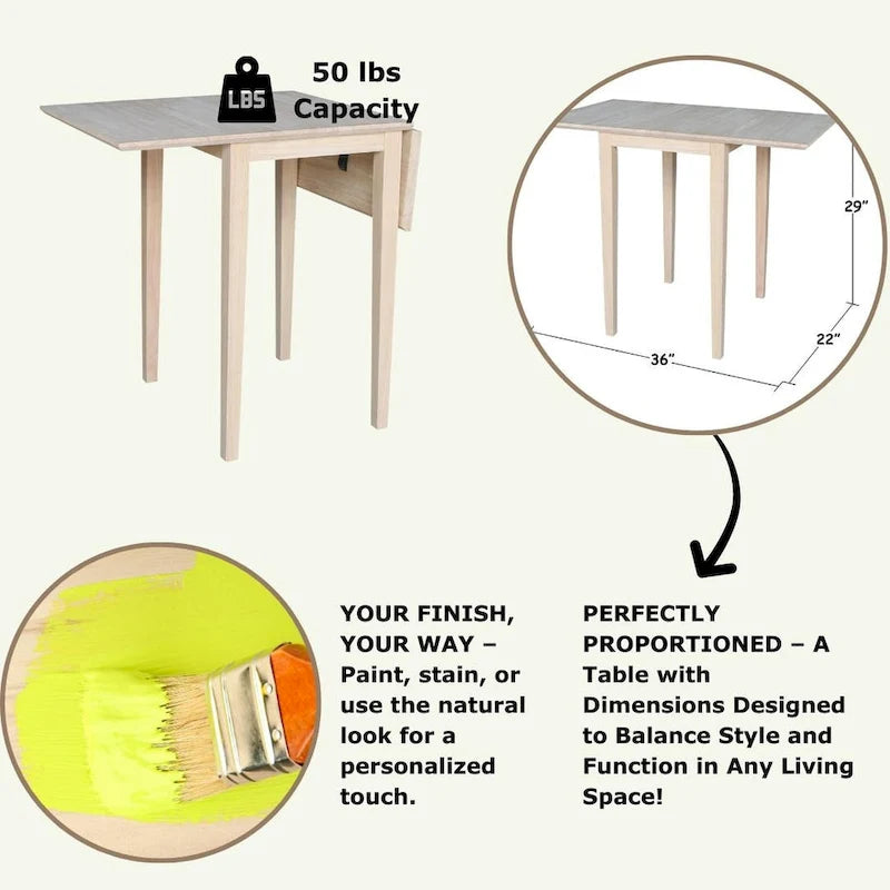 Petite table à manger de style Shaker à abattants