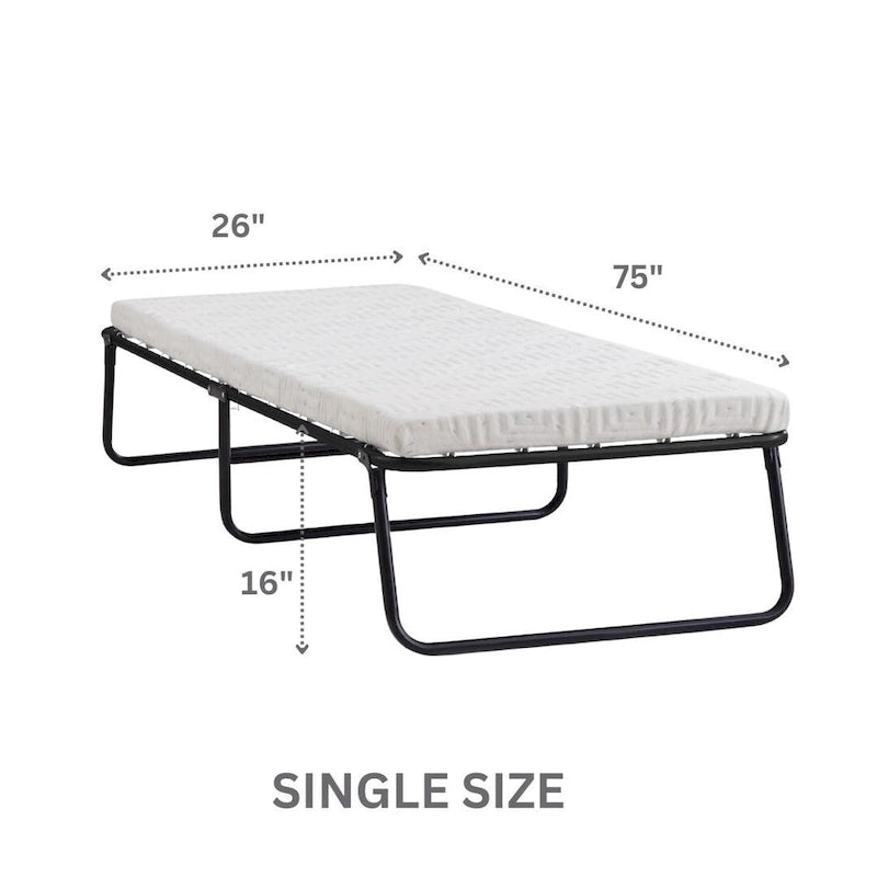 Lit d'appoint pliant avec cadre en acier et matelas en mousse gel rafraîchissant
